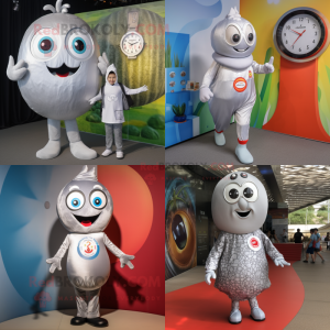 Silver Shakshuka mascot costume character dressed with Playsuit and Watches