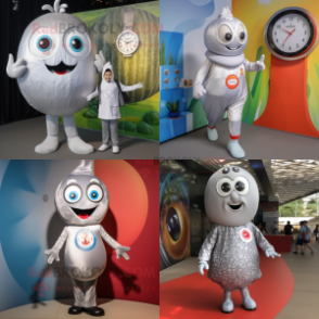 Silver Shakshuka mascot costume character dressed with Playsuit and Watches