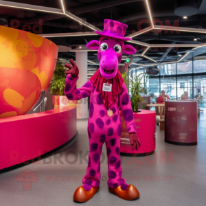 Magenta Giraffe maskot...