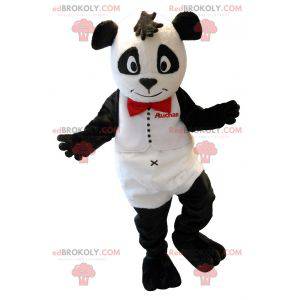 Witte en zwarte teddybeer mascotte. Mascotte Auchan Panda -