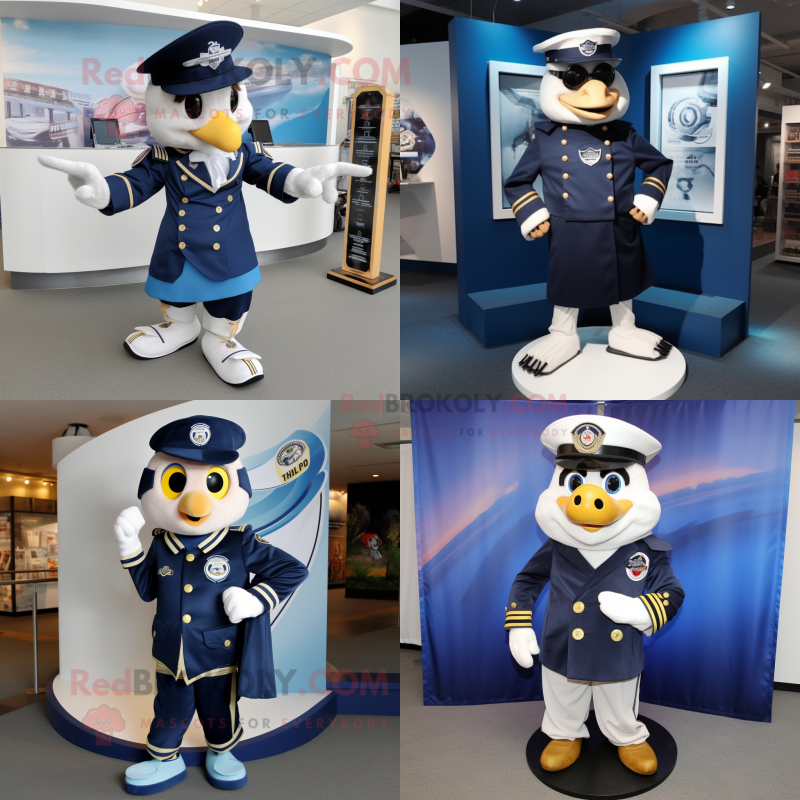 Navy Gyro mascot costume character dressed with Jacket and Shoe clips