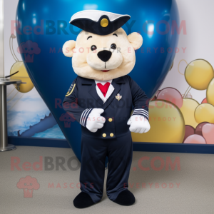 Navy Heart mascot costume character dressed with Dress Pants and Keychains