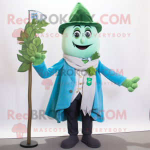 Teal Beanstalk mascot costume character dressed with Blazer and Scarf clips