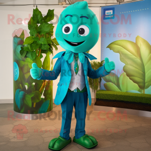 Teal Beanstalk maskot...