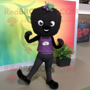 Black Raspberry mascot costume character dressed with Yoga Pants and Ties