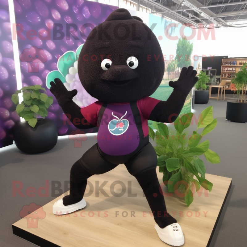 Black Raspberry mascot costume character dressed with Yoga Pants and Ties