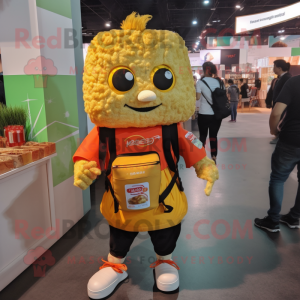 nan Pad Thai mascot costume character dressed with V-Neck Tee and Backpacks