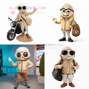 Beige østers maskot kostume...