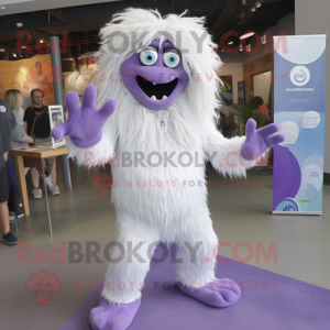 Lavender Yeti mascot costume character dressed with a Capri Pants and  Cufflinks - Mascot Costumes -  Sizes L (175-180CM)