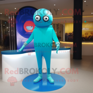 Cyan Ray maskot drakt figur...