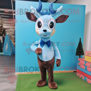 Sky Blue Deer maskot kostym...