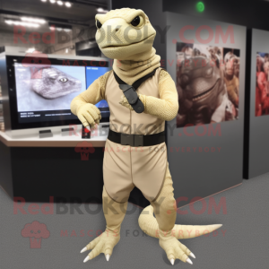 Beige Komodo Dragon maskot...