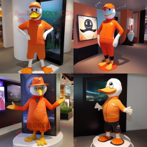 Orange Gull maskot kostyme...