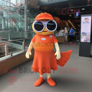 Orange lax maskot kostym...