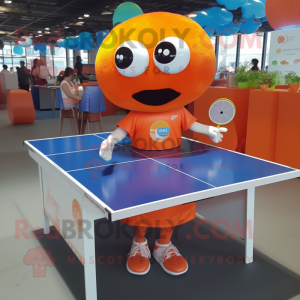 Orange Ping Pong Table mascot costume character dressed with a Midi Dress and Keychains