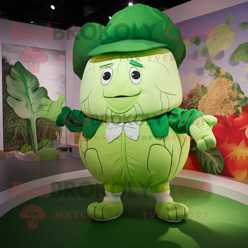 Green Cabbage Leaf mascot costume character dressed with a Playsuit and Ties