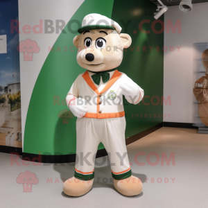 Beige Irish Flag mascot costume character dressed with a Dress Pants and Shoe laces