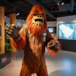 Rust Sasquatch mascot costume character dressed with a Jacket and Earrings