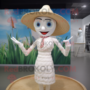 Vit Scarecrow maskot kostym...