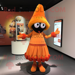 Orange Moussaka mascot costume character dressed with a Culottes and Hairpins