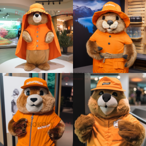 Orange Marmot maskot kostym...