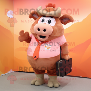 Peach Bison maskot kostym...