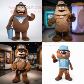 Brown Ice mascot costume character dressed with a Bermuda Shorts and Cummerbunds