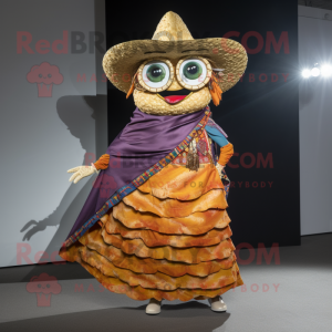 nan Nachos mascot costume character dressed with a Wrap Dress and Earrings