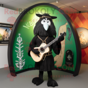 Black Celtic Harp mascot costume character dressed with a V-Neck Tee and Cufflinks
