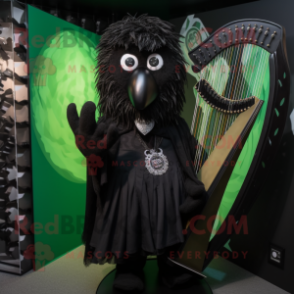 Black Celtic Harp mascot costume character dressed with a V-Neck Tee and Cufflinks