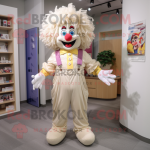 Cream Clown mascot costume character dressed with a Cargo Pants and Hair clips