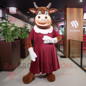 Maroon Jersey Cow maskot...