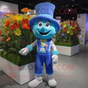 Blue Bouquet Of Flowers mascot costume character dressed with a Shorts and Hats