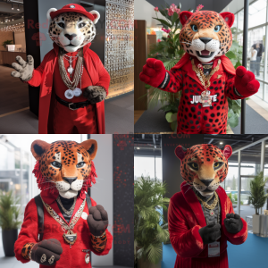 Röd Jaguar maskot kostym...