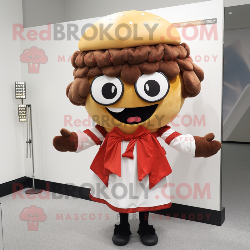 nan Hamburger mascot costume character dressed with a Hoodie and Bow ties