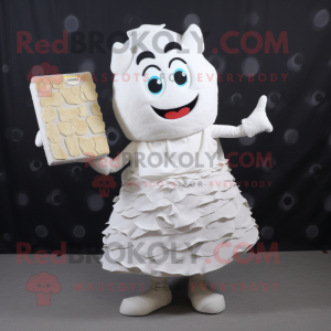 Vit lasagne maskot kostym...