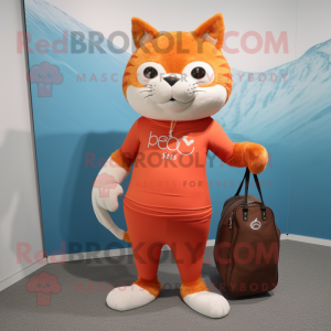 Orange Cat mascot costume character dressed with a Yoga Pants and Tote bags