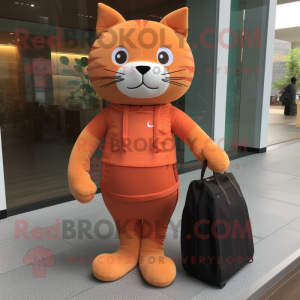 Orange Cat mascot costume character dressed with a Yoga Pants and Tote bags