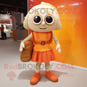 Beige Orange maskot kostume...