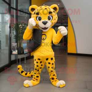 Gul Cheetah maskot maskot...