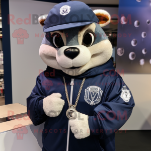 Navy Bracelet mascot costume character dressed with a Hoodie and Ties