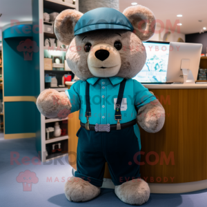 Teal Teddy Bear maskot...