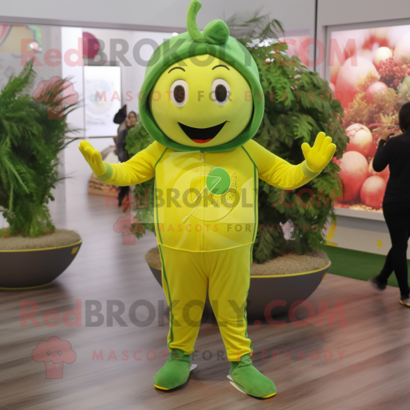 Olive Lemon mascot costume character dressed with a Joggers and Rings