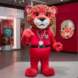Röd Jaguar maskot kostym...