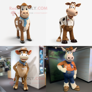 Tan Jersey Cow maskot...