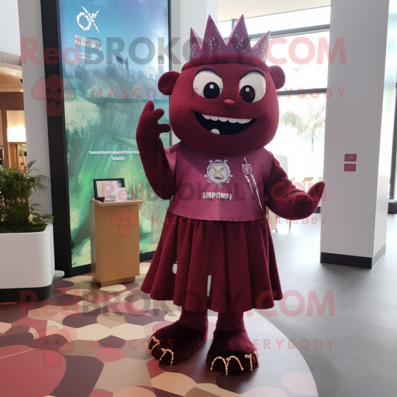 Maroon Tooth Fairy mascot costume character dressed with a Shift Dress and Anklets