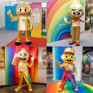 Gold Rainbow maskot kostym...