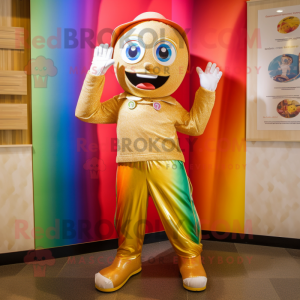 Gold Rainbow maskot kostume...