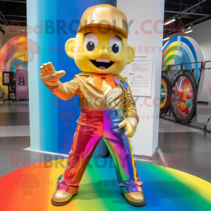 Gold Rainbow maskot kostume...