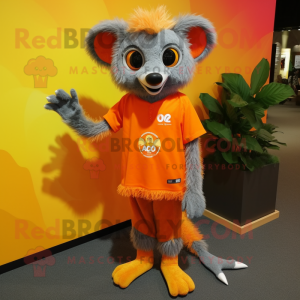 Oransje Aye-Aye maskot...